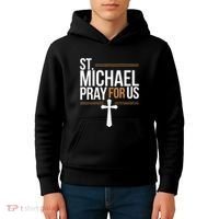 Women St. Michael Patronage Catholic Confirmation Gift Kids Hoodie thumb 4
