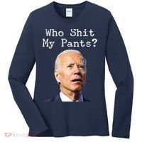 Who Shit My Pant's Funny Anti Joe Biden Women's Long Sleeve Shirt thumb 0