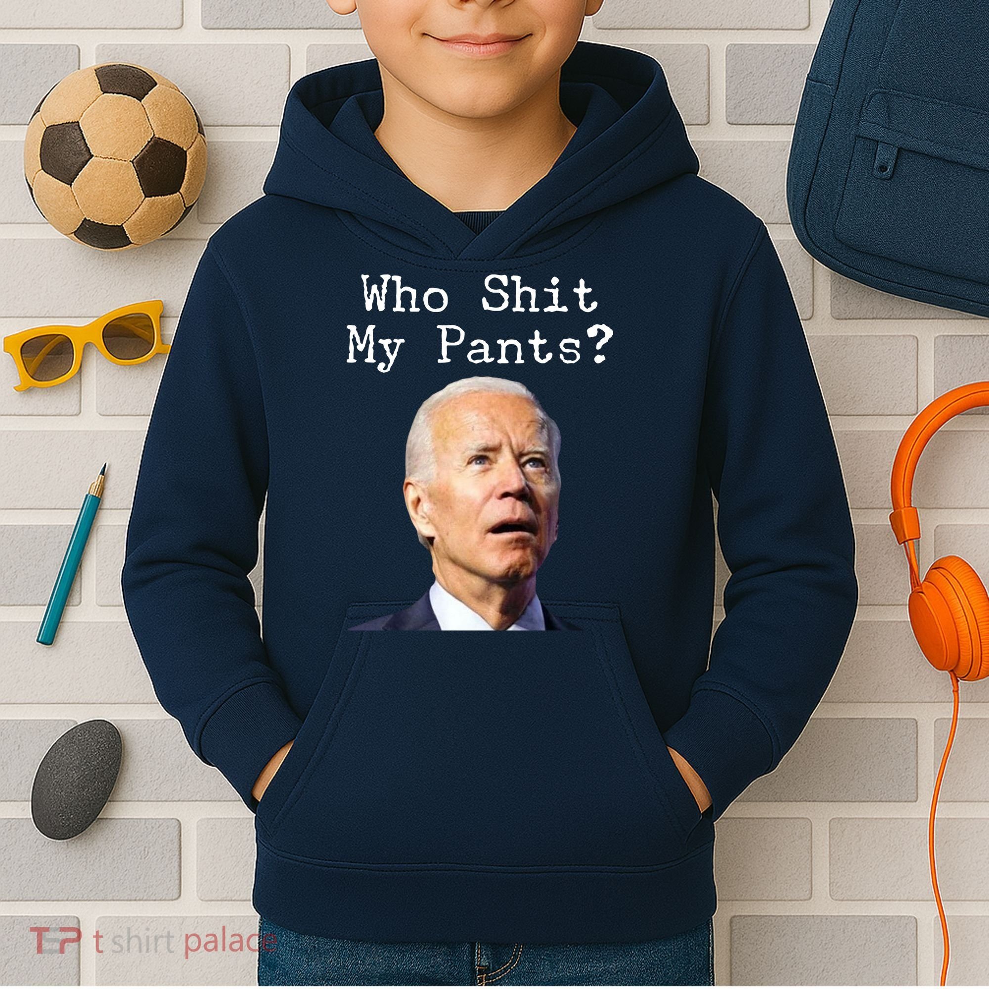 Who Shit My Pant's Funny Anti Joe Biden Kids Hoodie