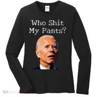 Who Shit My Pants Funny Anti Joe Biden Women's Long Sleeve Shirt thumb 0