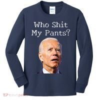Who Shit My Pants Funny Anti Joe Biden Kids Long Sleeve Shirt thumb 0
