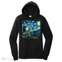 Wolf Starry Night Howling Moon Funny Gifts Van Gogh Women's Hoodie thumb 0
