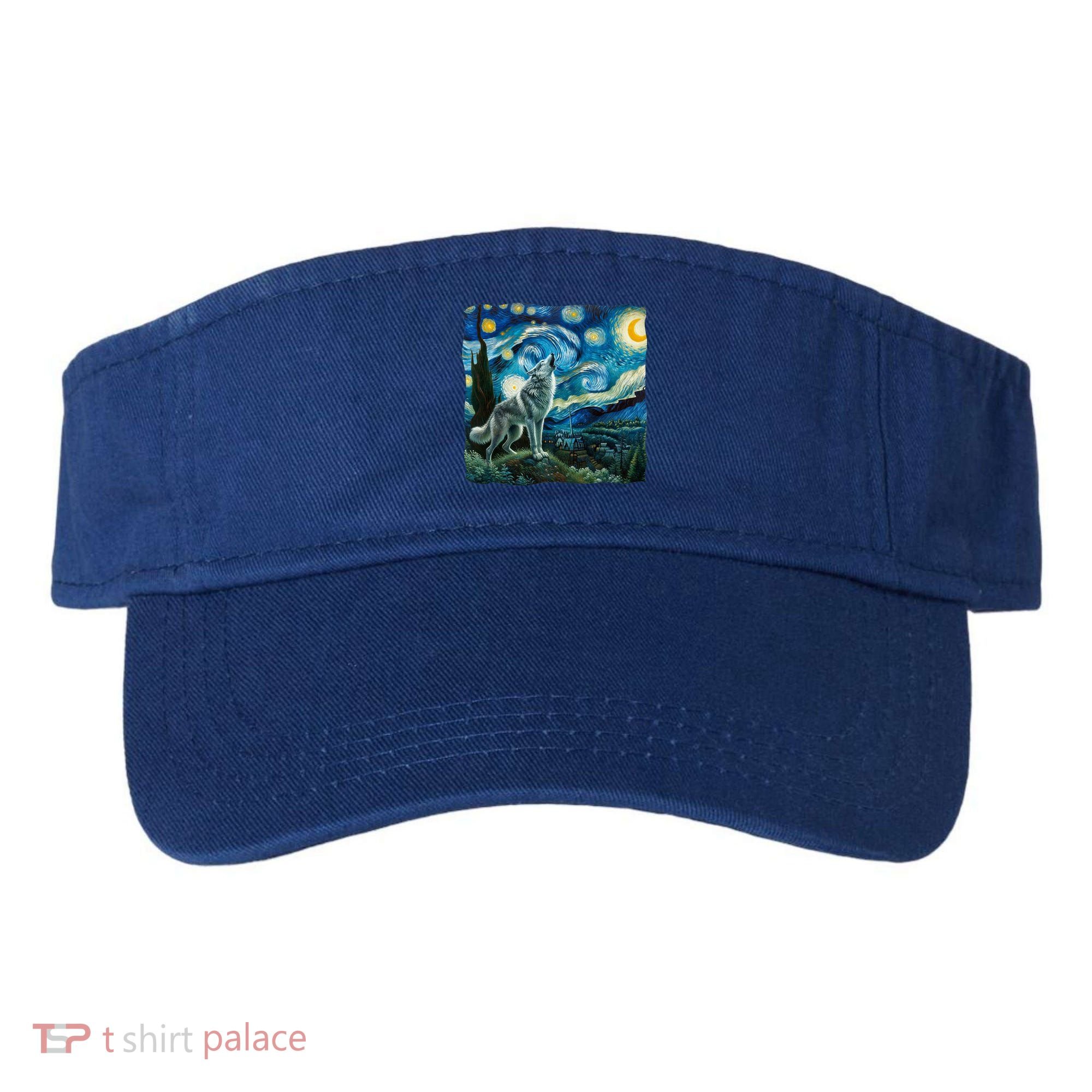 Wolf Starry Night Howling Moon Funny Gifts Van Gogh Visor