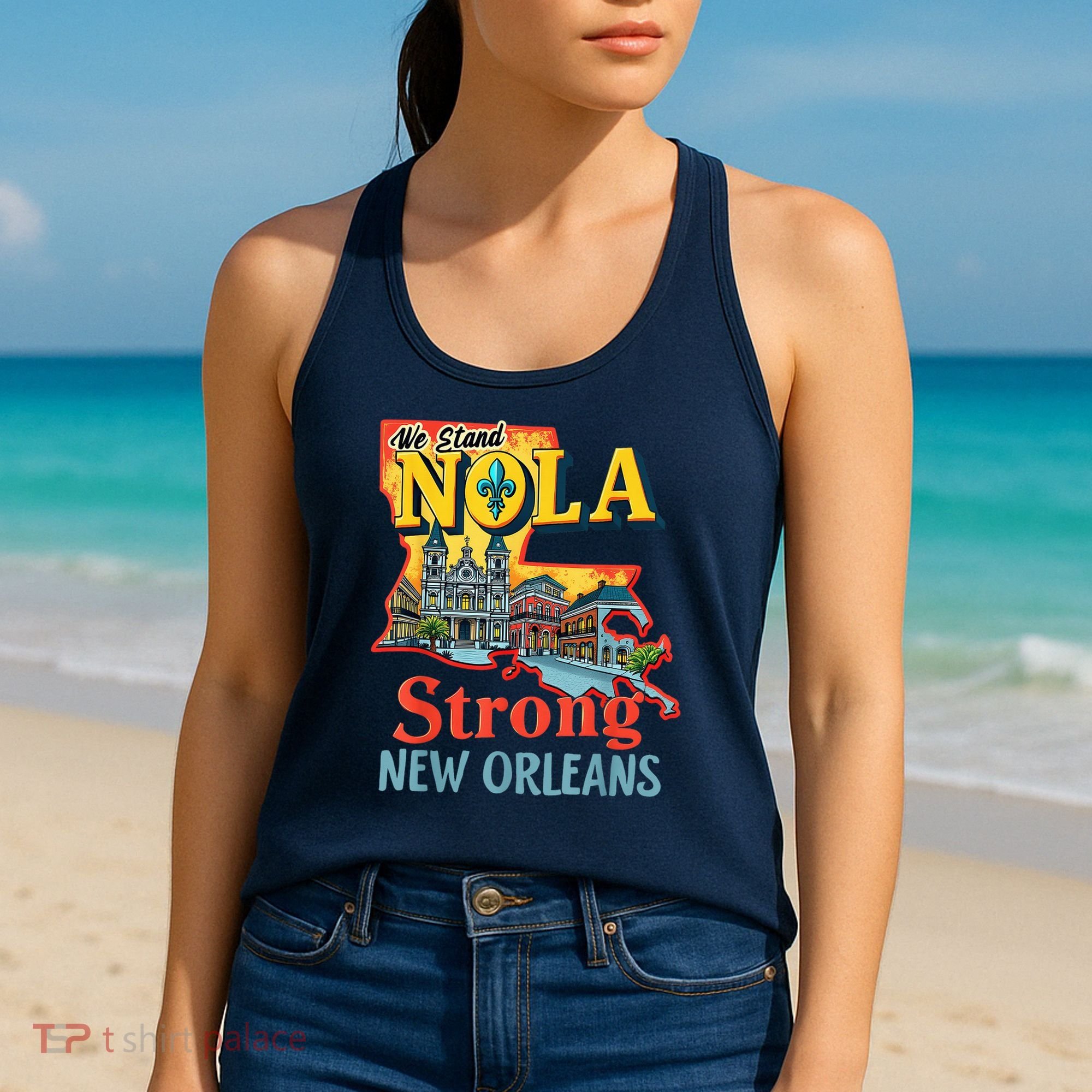 We Stand Nola Strong New Orleans Traveling Lovers Graphic Women's Tank Top