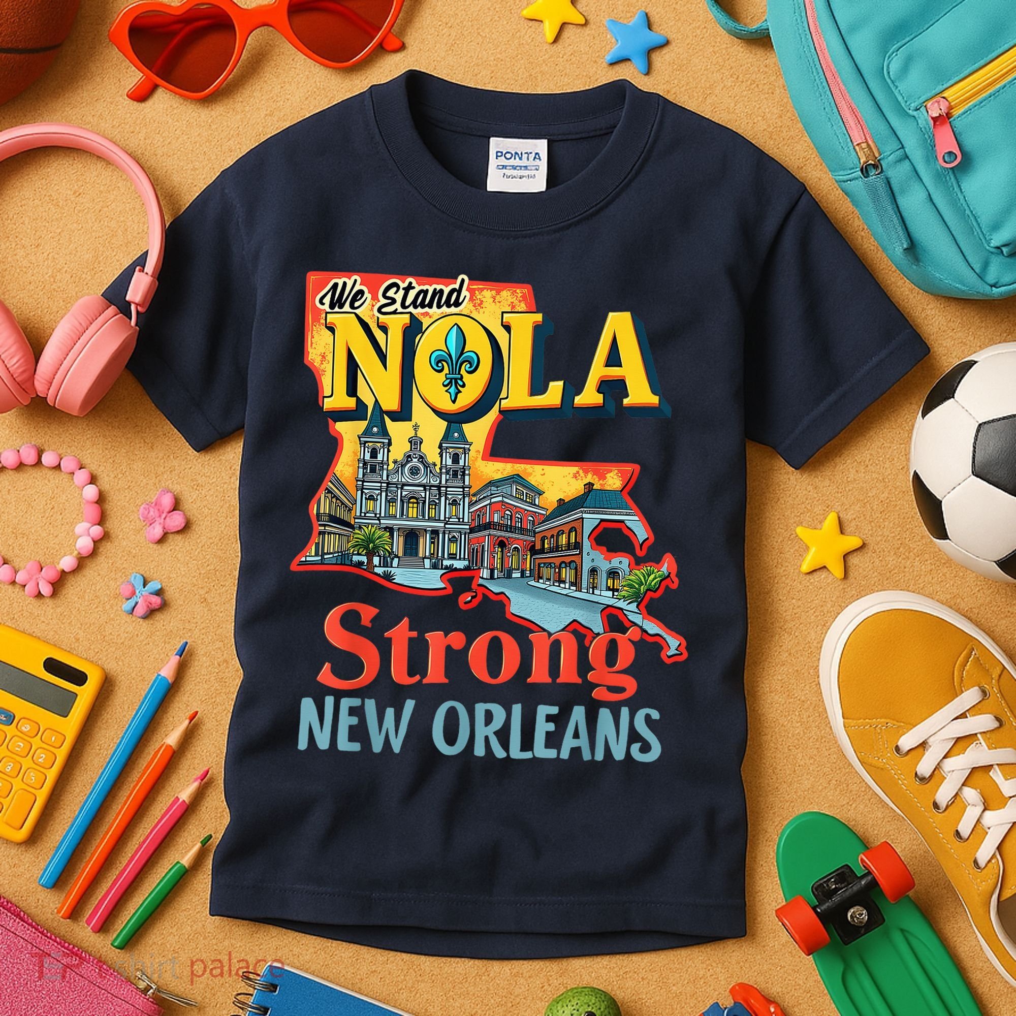 We Stand Nola Strong New Orleans Traveling Lovers Graphic Kids T-Shirt