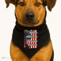 We Sent Our Bravest Support Military Veterans USA Flag USA-Made Doggie Bandana thumb 1