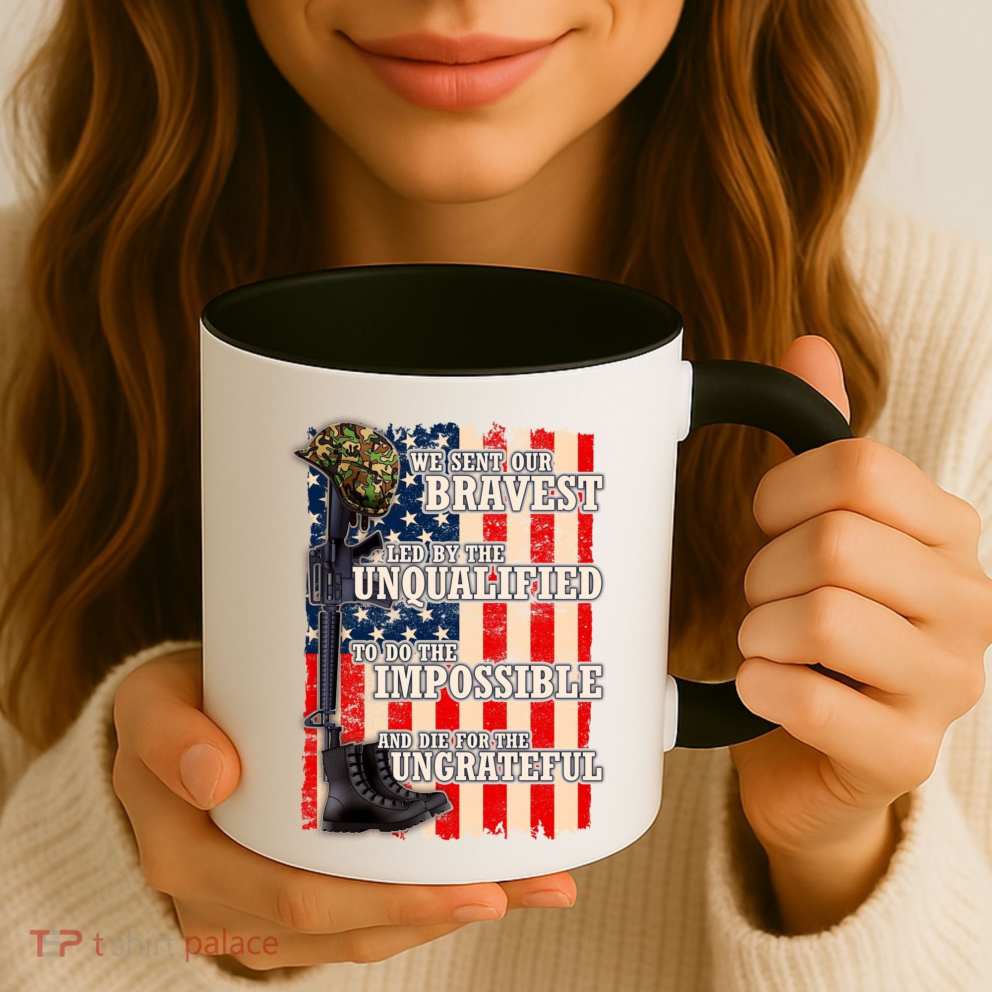 We Sent Our Bravest Support Military Veterans USA Flag Coffee Mug
