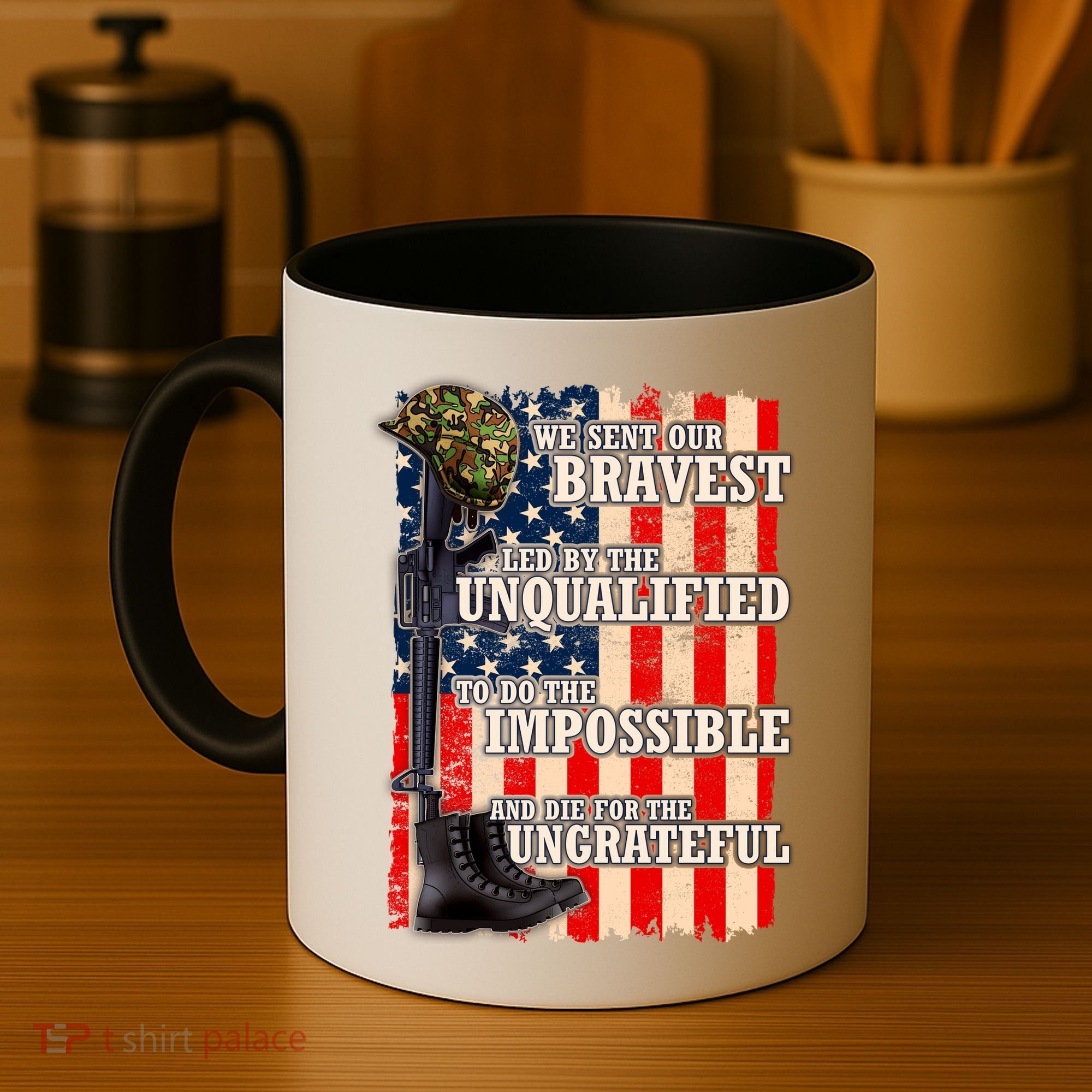 We Sent Our Bravest Support Military Veterans USA Flag Coffee Mug