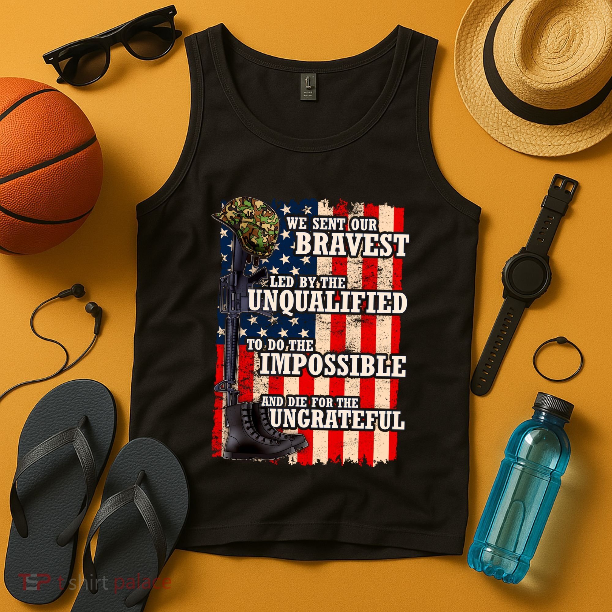 We Sent Our Bravest Support Military Veterans USA Flag Tank Top