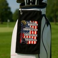 We Sent Our Bravest Support Military Veterans USA Flag Golf Towel thumb 2