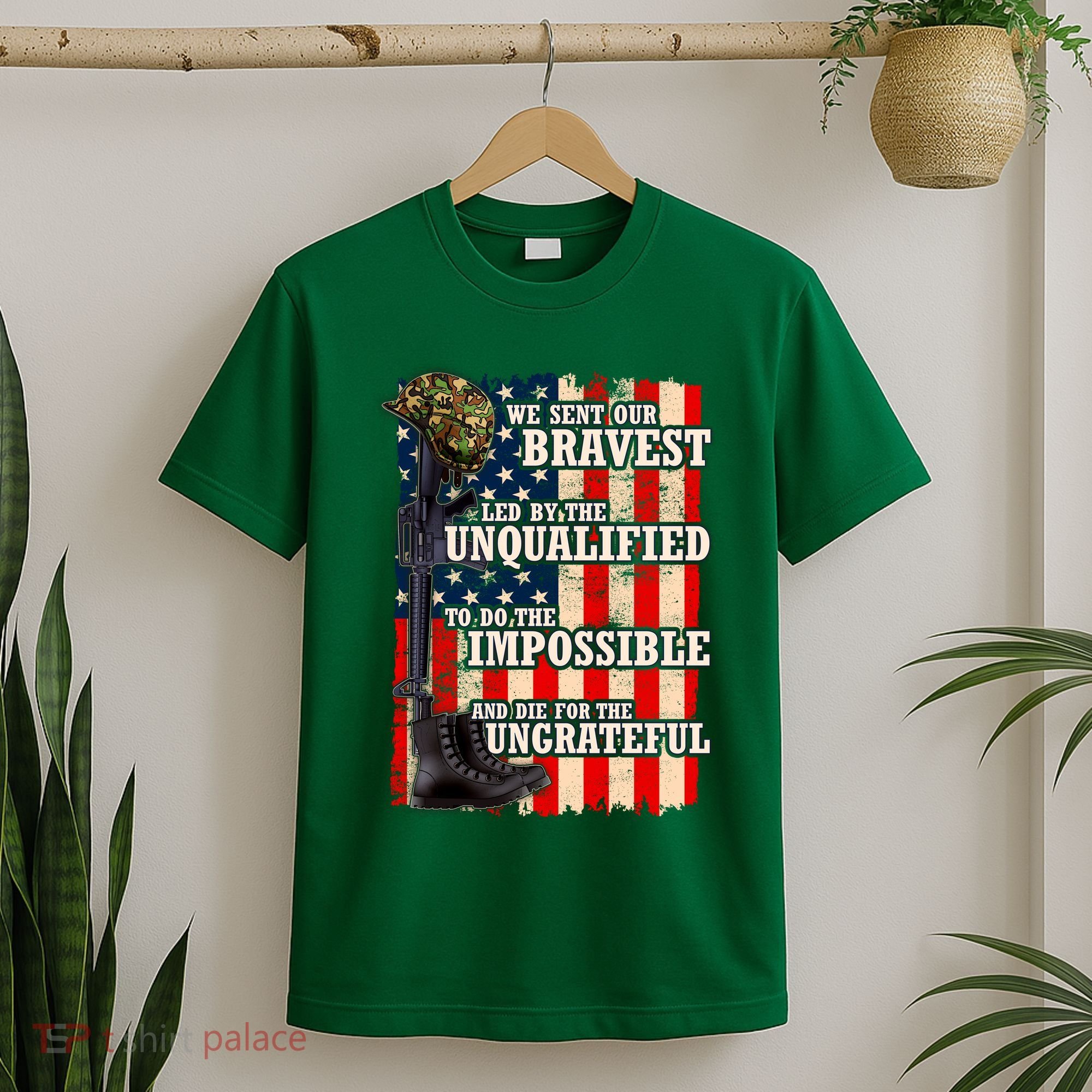 We Sent Our Bravest Support Military Veterans USA Flag T-Shirt
