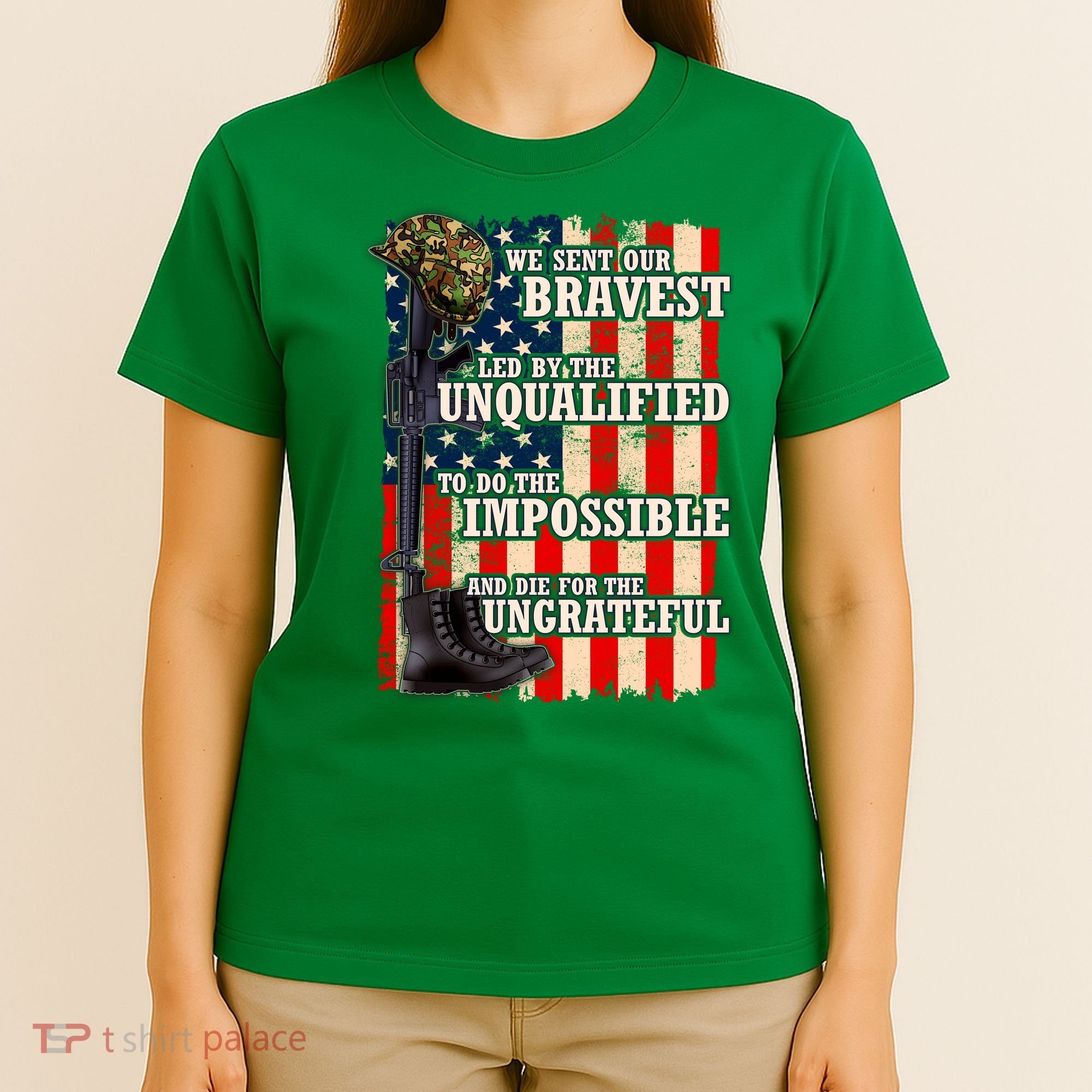 We Sent Our Bravest Support Military Veterans USA Flag T-Shirt