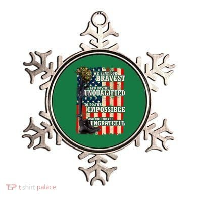 We Sent Our Bravest Support Military Veterans USA Flag Ornament