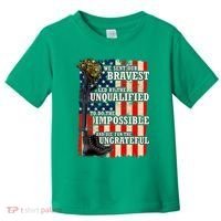 We Sent Our Bravest Support Military Veterans USA Flag Toddler T-Shirt thumb 0
