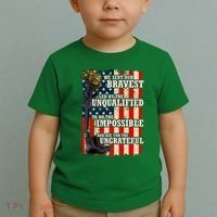 We Sent Our Bravest Support Military Veterans USA Flag Toddler T-Shirt thumb 2