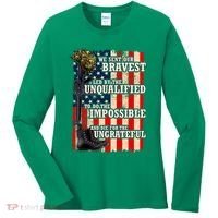 We Sent Our Bravest Support Military Veterans USA Flag Women's Long Sleeve Shirt thumb 0