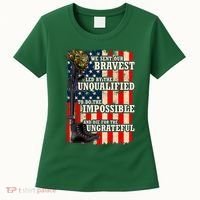 We Sent Our Bravest Support Military Veterans USA Flag Women's T-Shirt thumb 0