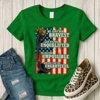 We Sent Our Bravest Support Military Veterans USA Flag Women's T-Shirt thumb 3