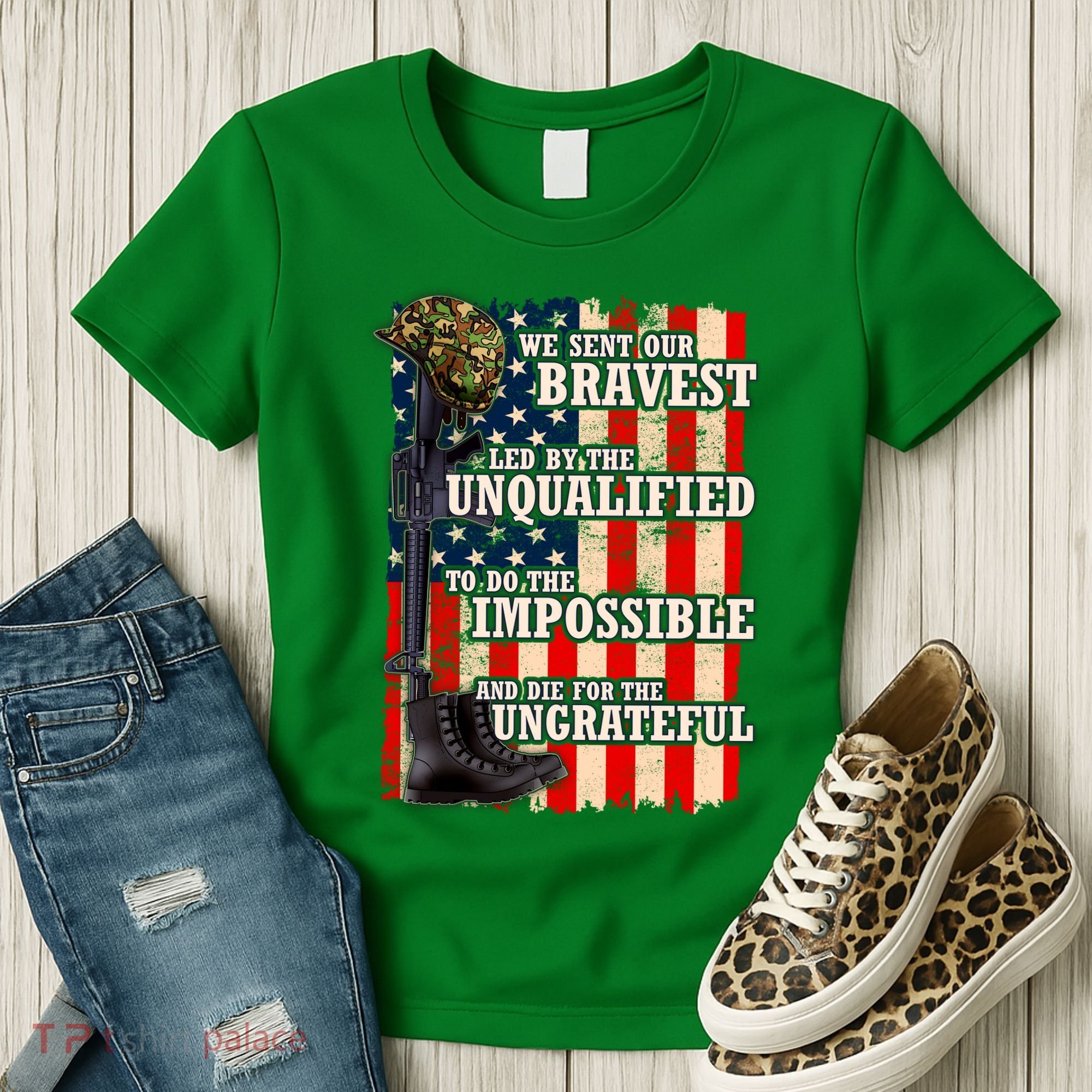 We Sent Our Bravest Support Military Veterans USA Flag Women's T-Shirt