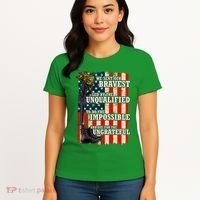 We Sent Our Bravest Support Military Veterans USA Flag Women's T-Shirt thumb 4