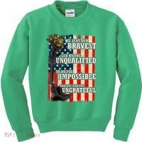 We Sent Our Bravest Support Military Veterans USA Flag Kids Sweatshirt thumb 0