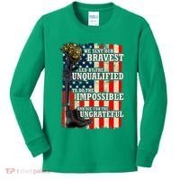 We Sent Our Bravest Support Military Veterans USA Flag Kids Long Sleeve Shirt thumb 0