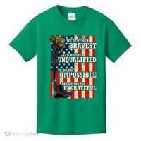 We Sent Our Bravest Support Military Veterans USA Flag Kids T-Shirt thumb 0