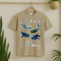 Watercolor Shark Ocean Just A Girl Who Loves Whale Sharks T-Shirt thumb 2