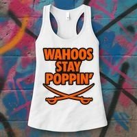 Wahoos Stay Poppin Funny Football Women's Tank Top thumb 3