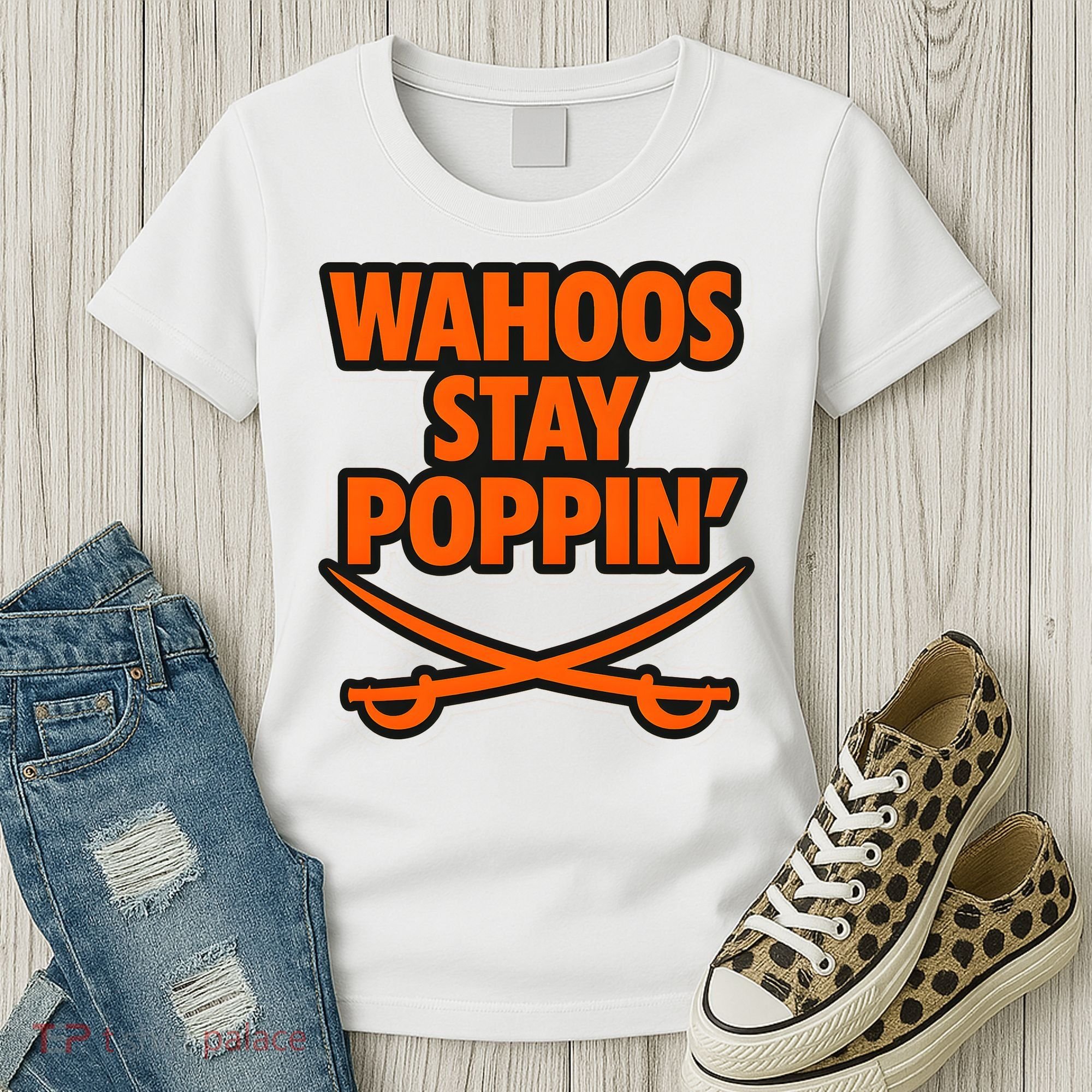 Wahoos Stay Poppin Funny Football Women's T-Shirt
