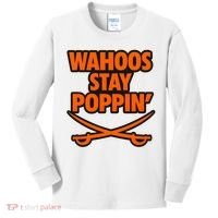 Wahoos Stay Poppin Funny Football Kids Long Sleeve Shirt thumb 0