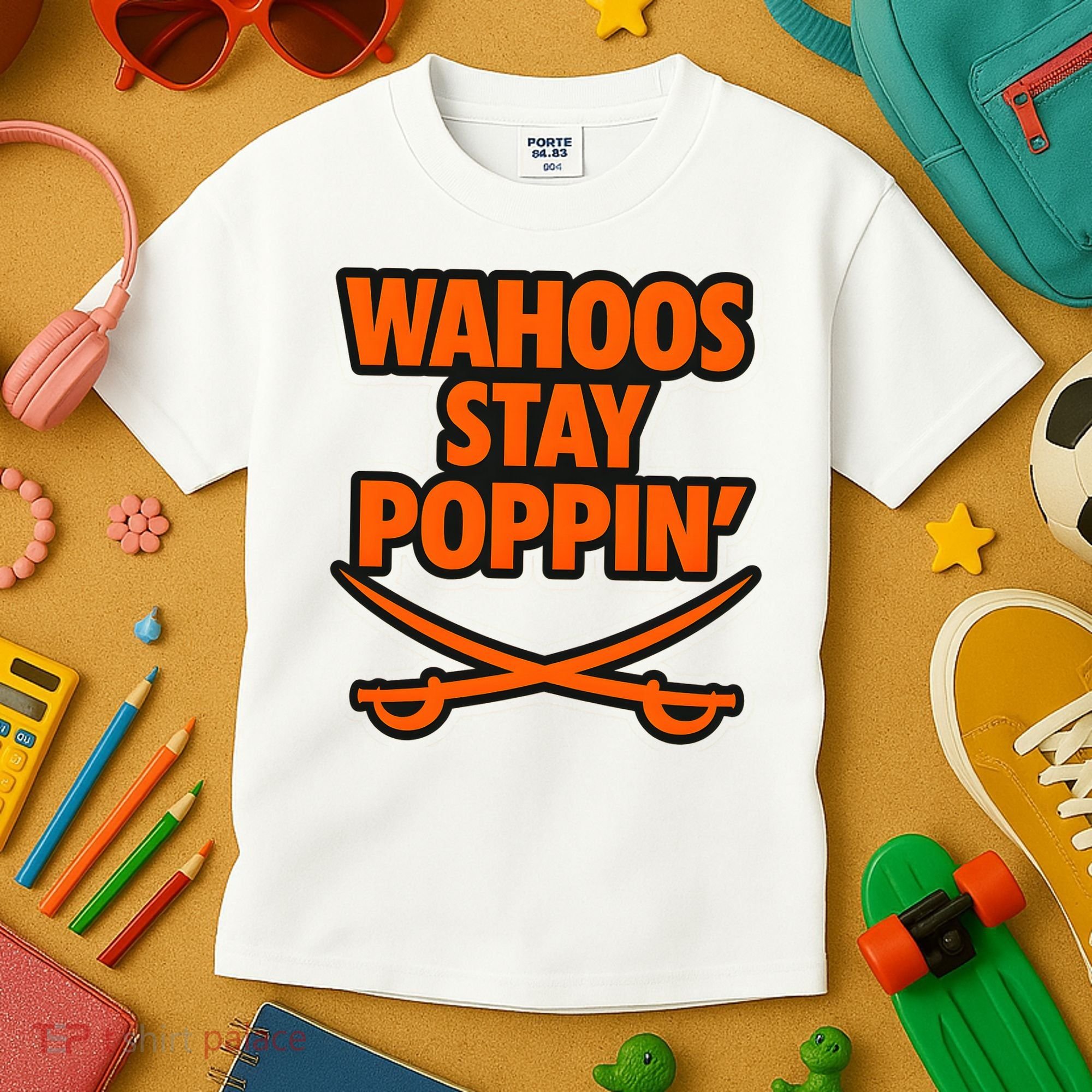 Wahoos Stay Poppin Funny Football Kids T-Shirt