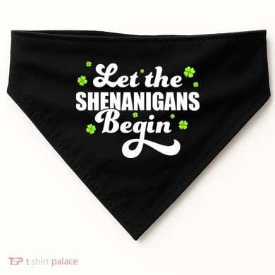 Womens St Patricks Day Let The Shenanigans Begin Shamrock Clover USA-Made Doggie Bandana