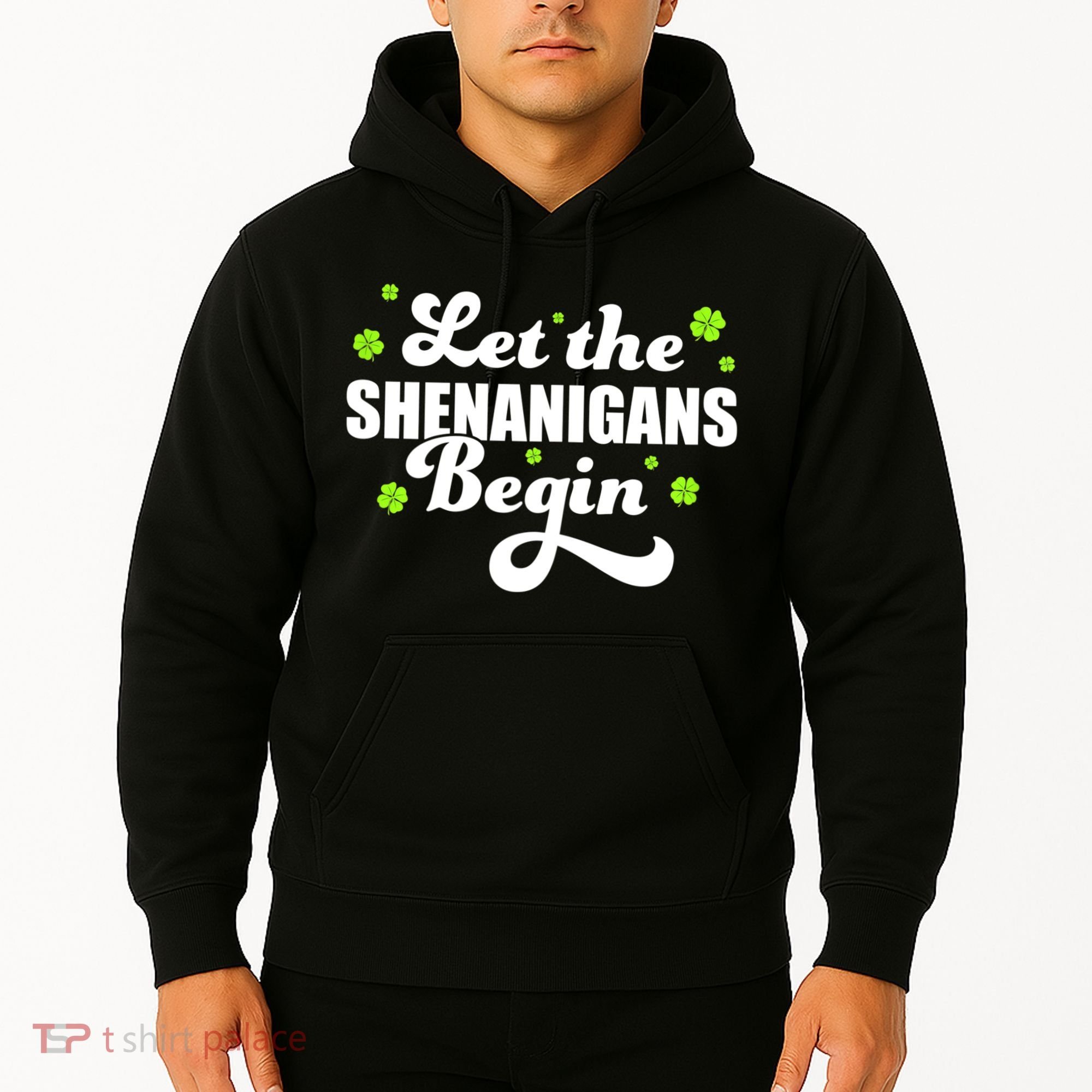 Womens St Patricks Day Let The Shenanigans Begin Shamrock Clover Hoodie