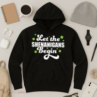 Womens St Patricks Day Let The Shenanigans Begin Shamrock Clover Hoodie thumb 3