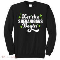 Womens St Patricks Day Let The Shenanigans Begin Shamrock Clover Sweatshirt thumb 0