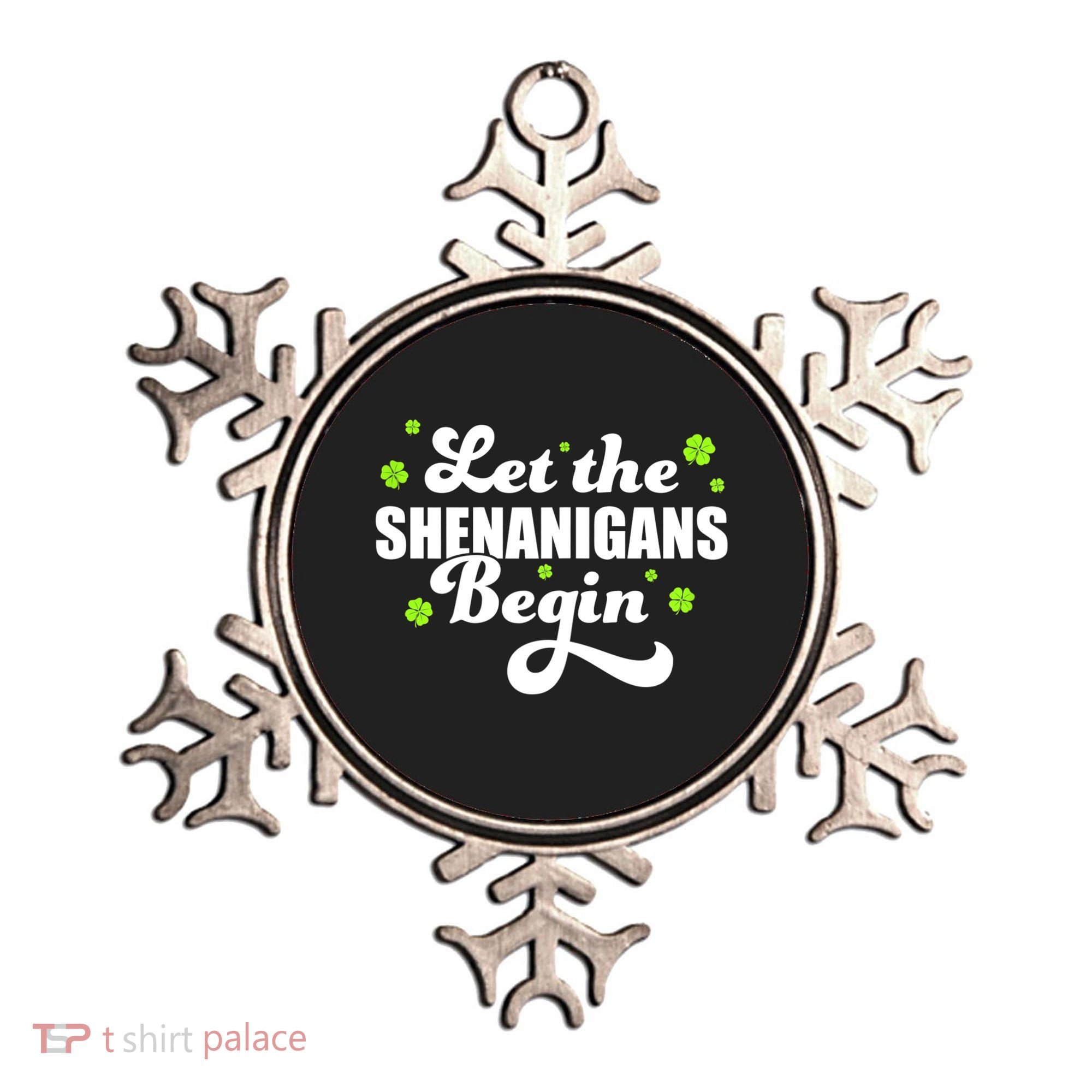 Womens St Patricks Day Let The Shenanigans Begin Shamrock Clover Ornament