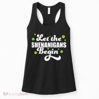 Womens St Patricks Day Let The Shenanigans Begin Shamrock Clover Women's Tank Top thumb 0