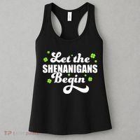 Womens St Patricks Day Let The Shenanigans Begin Shamrock Clover Women's Tank Top thumb 3