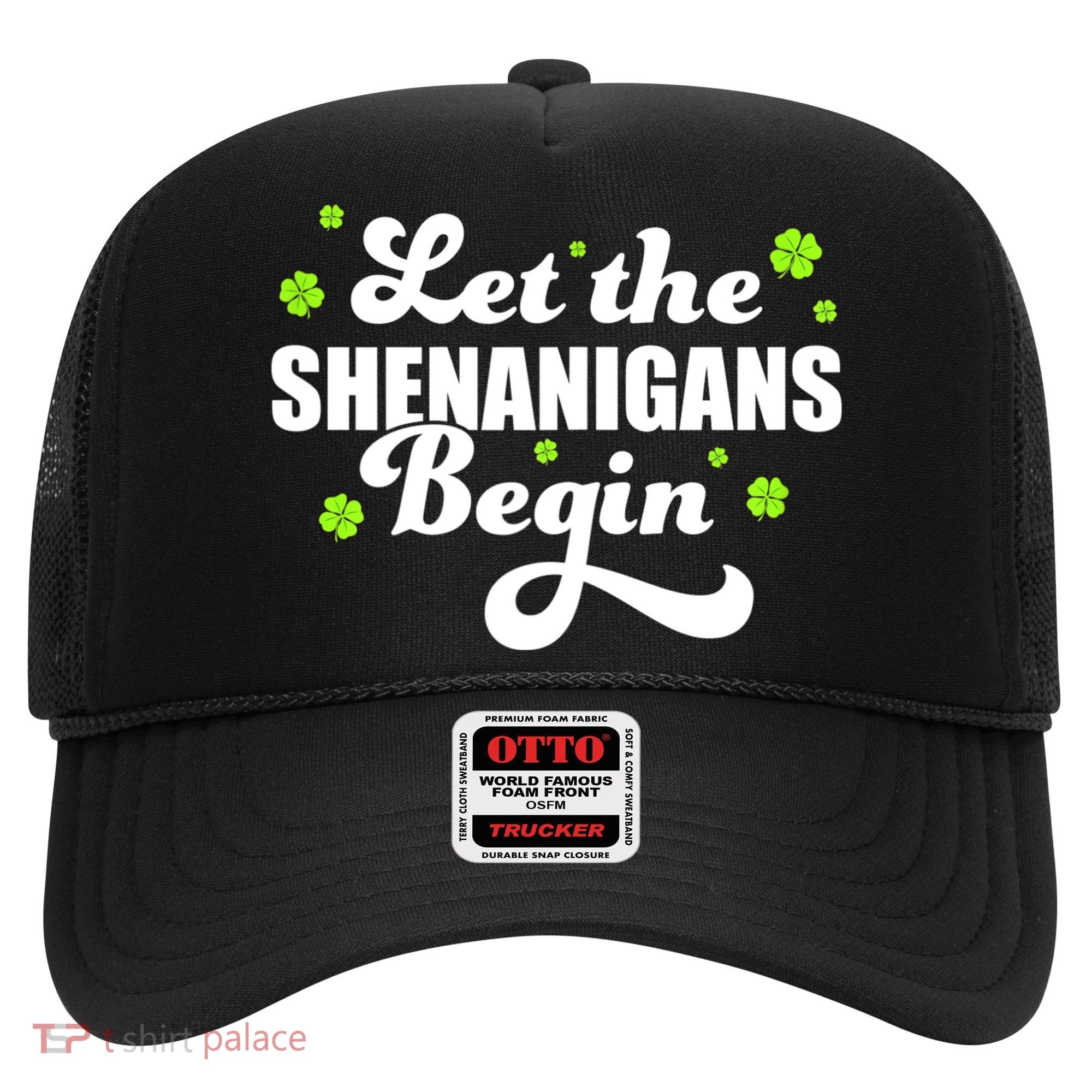 Womens St Patricks Day Let The Shenanigans Begin Shamrock Clover Hat
