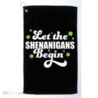 Womens St Patricks Day Let The Shenanigans Begin Shamrock Clover Golf Towel thumb 0