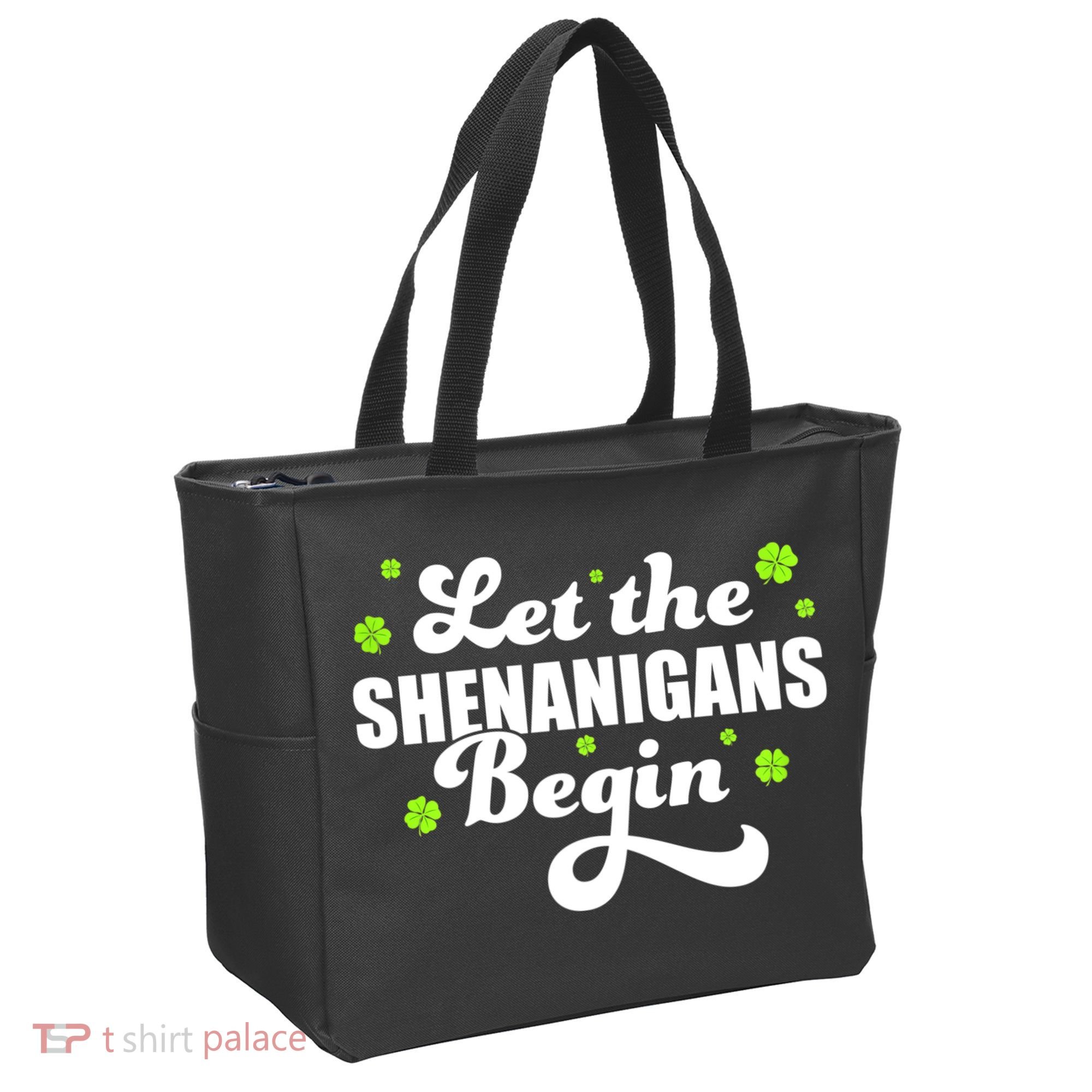 Womens St Patricks Day Let The Shenanigans Begin Shamrock Clover Tote Bag