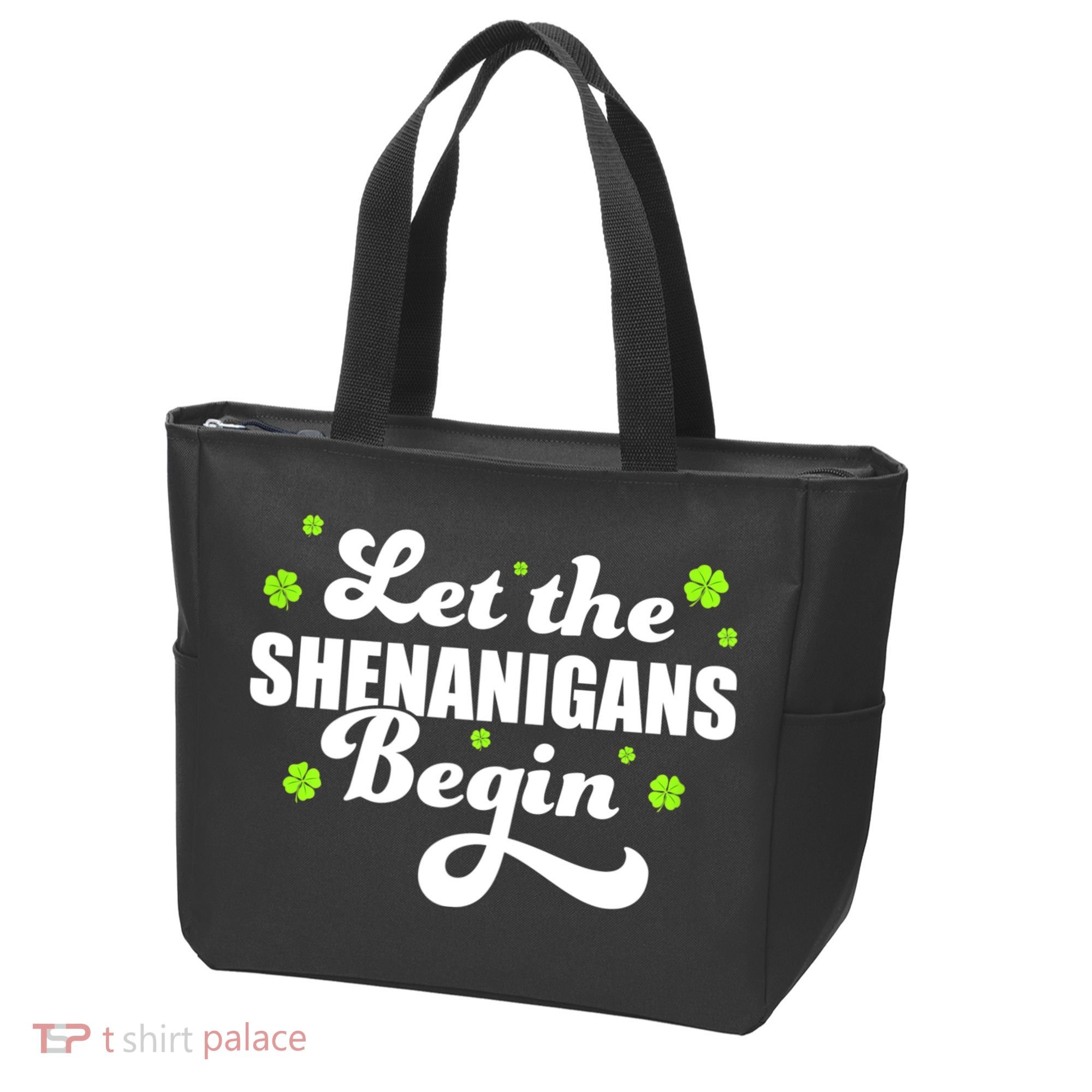 Womens St Patricks Day Let The Shenanigans Begin Shamrock Clover Tote Bag
