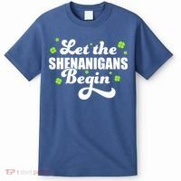 Womens St Patricks Day Let The Shenanigans Begin Shamrock Clover T-Shirt thumb 0