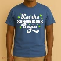 Womens St Patricks Day Let The Shenanigans Begin Shamrock Clover T-Shirt thumb 3