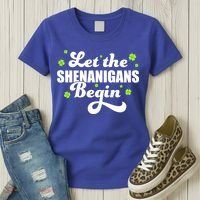 Womens St Patricks Day Let The Shenanigans Begin Shamrock Clover Women's T-Shirt thumb 3
