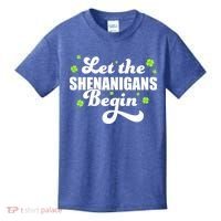 Womens St Patricks Day Let The Shenanigans Begin Shamrock Clover Kids T-Shirt thumb 0