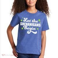 Womens St Patricks Day Let The Shenanigans Begin Shamrock Clover Kids T-Shirt thumb 2