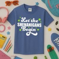 Womens St Patricks Day Let The Shenanigans Begin Shamrock Clover Kids T-Shirt thumb 3