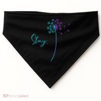 Wo Suicide Prevention Dandelion Teal and Purple Stay Semicolon USA-Made Doggie Bandana thumb 0